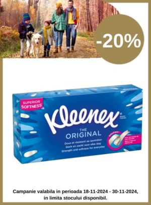 Promotie cu reducere 20% la Kleenex