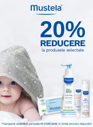 Promotie cu reducere 20% la Mustela
