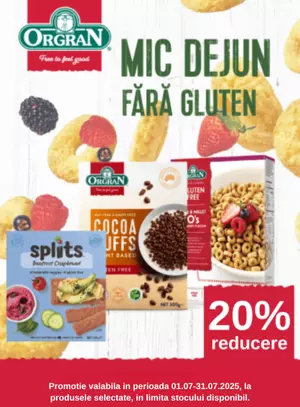 Promotie cu reducere 20% la Orgran