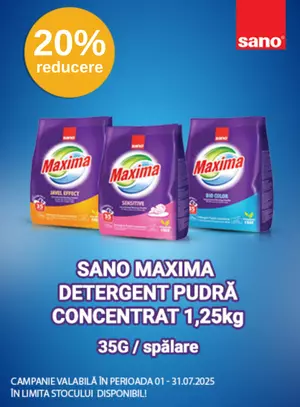 Promotie cu reducere 20% la Sano Maxima Detergent
