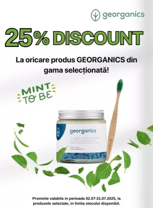 Promotie cu reducere 25% la Georganics
