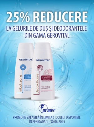 Promotie cu reducere 25% la Gerovital Gel de Dus