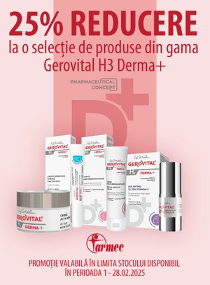 Promotie cu reducere 25% la Gerovital H3 Derma+