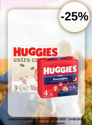 Promotie cu reducere 25% la Huggies