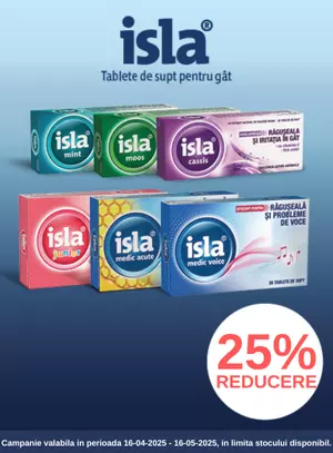 Promotie cu reducere 25% la Isla 