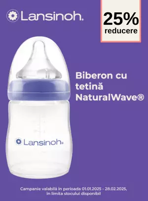 Promotie cu reducere 25% la Lansinoh Biberoane