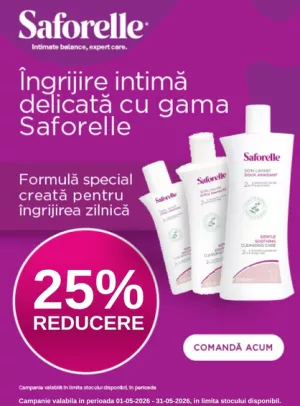 Promotie cu reducere 25% la Saforelle
