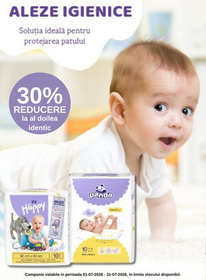 Promotie cu reducere 30% la al doilea produs identic Happy