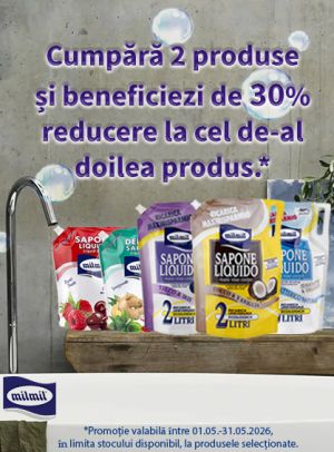 Promotie cu reducere 30% la al doilea produs Mil Mil