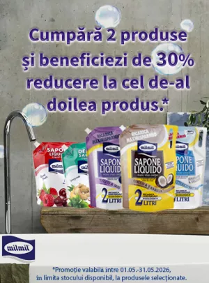 Promotie cu reducere 30% la al doilea produs Mil Mil