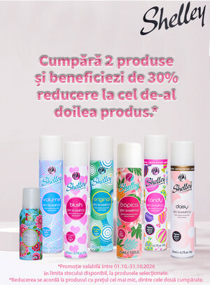 Promotie cu reducere 30% la al doilea produs Shelley