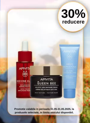 Promotie cu reducere 30% la Apivita 