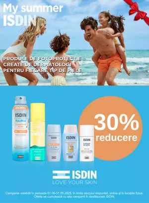 Promotie cu reducere 30% la Isdin
