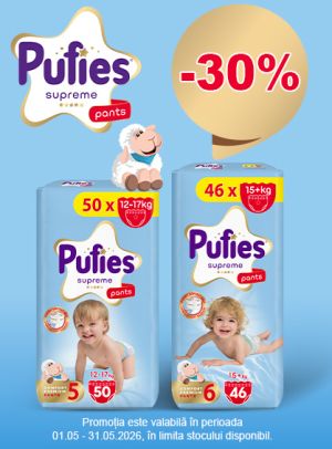 Promotie cu reducere 30% la Pufies