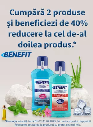 Promotie cu reducere 40% la al doilea produs Benefit