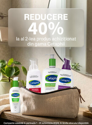 Promotie cu reducere 40% la al doilea produs Cetaphil