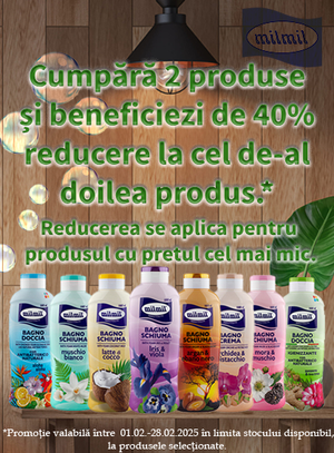 Promotie cu reducere 40% la al doilea produs Mil Mil