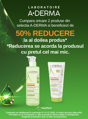 Promotie cu reducere 50% la al doilea produs Aderma