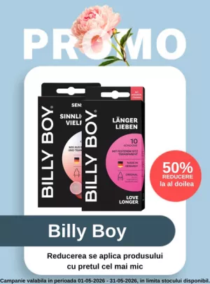 Promotie cu reducere 50% la al doilea produs Billy Boy