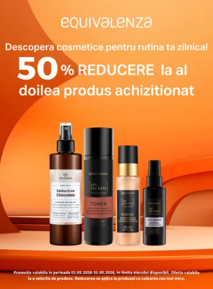 Promotie cu reducere 50% la al doilea produs Equivalenza