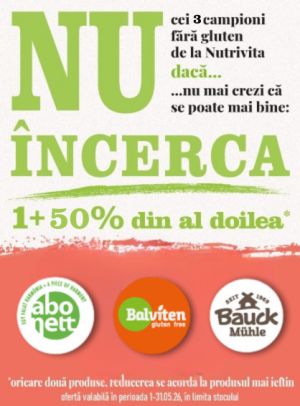 Promotie cu reducere 50% la al doilea produs la Nutrivita - Bauckhof, Balviten si Abonett