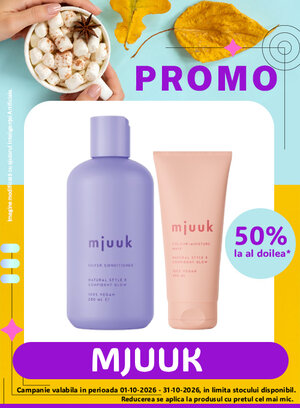 Promotie cu reducere 50% la al doilea produs Mjuuk