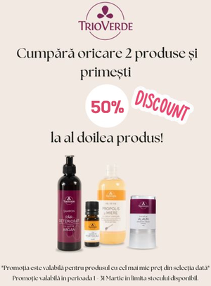 Promotie cu reducere 50% la al doilea produs Trio Verde