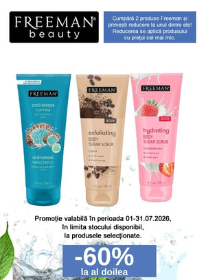 promotie cu reducere 60% la al doilea produs Freeman