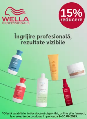 Promotie cu reducere de 15% la Wella Professionals