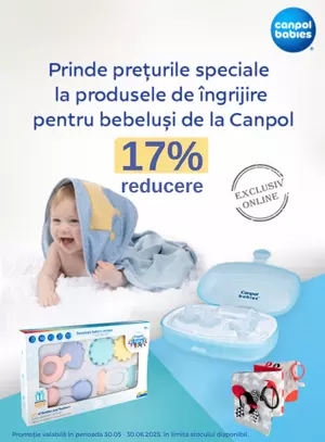 Promotie cu reducere de 17% la Canpol babies