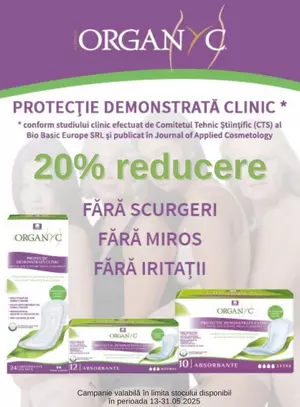 Promotie cu reducere de 20% la Organyc