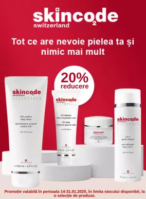 Promotie cu reducere de 20% la Skincode