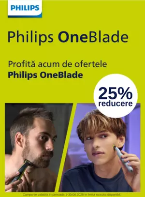 Promotie cu reducere de 25% la Philips One Blade