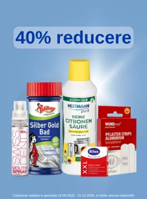 Promotie cu reducere de 40% la Heitmann, Poliboy, Ritex, Swissdent si Wundmed