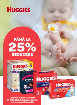 Promotie cu reducere de pana la 25% la Huggies