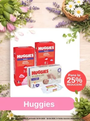 Promotie cu reducere de pana la 25% la Huggies