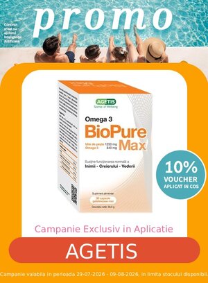 Promotie cu voucher aplicat in cos 10% la Agetis Exclusiv in Aplicatie