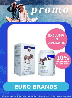 Promotie cu voucher aplicat in cos 10% la  Euro Brands Exclusiv in aplicatie