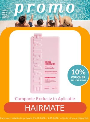 Promotie cu voucher aplicat in cos 10% la Hairmate Exclusiv in Aplicatie