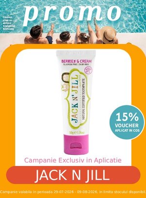 Promotie cu voucher aplicat in cos 15% la Jack n'Jill Exclusiv in Aplicatie