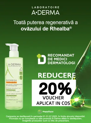 Promotie cu voucher aplicat in cos 20% la Aderma
