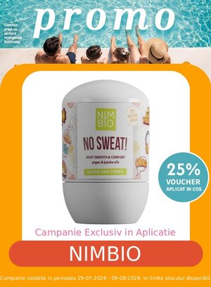 Promotie cu voucher aplicat in cos 25% la Nimbio Exclusiv in Aplicatie