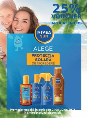 Promotie cu voucher aplicat in cos 25% la Nivea