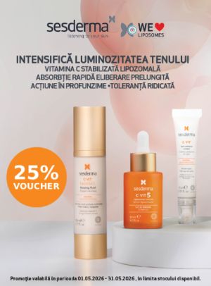 Promotie cu voucher aplicat in cos 25% la Sesderma