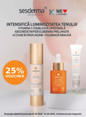 Promotie cu voucher aplicat in cos 25% la Sesderma