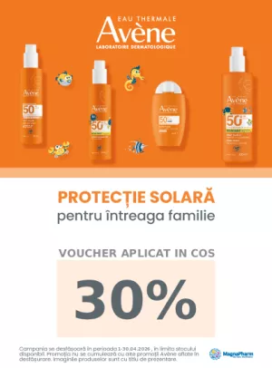 Promotie cu voucher aplicat in cos 30% la Avene