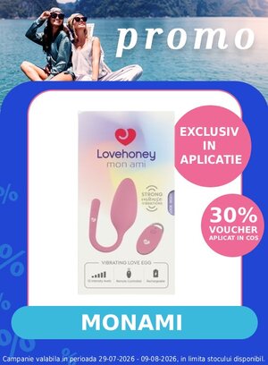 Promotie cu voucher aplicat in cos 30% la Monami Exclusiv in Aplicatie