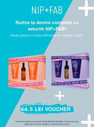 Promotie cu voucher aplicat in cos 64.5 lei la Nip+Fab