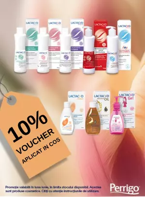 Promotie cu voucher aplicat in cos de 10% la Lactacyd