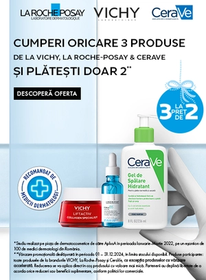 Promotie Cumpara 3 produse Vichy, Cerave sau La Roche Posay si platesti doar 2